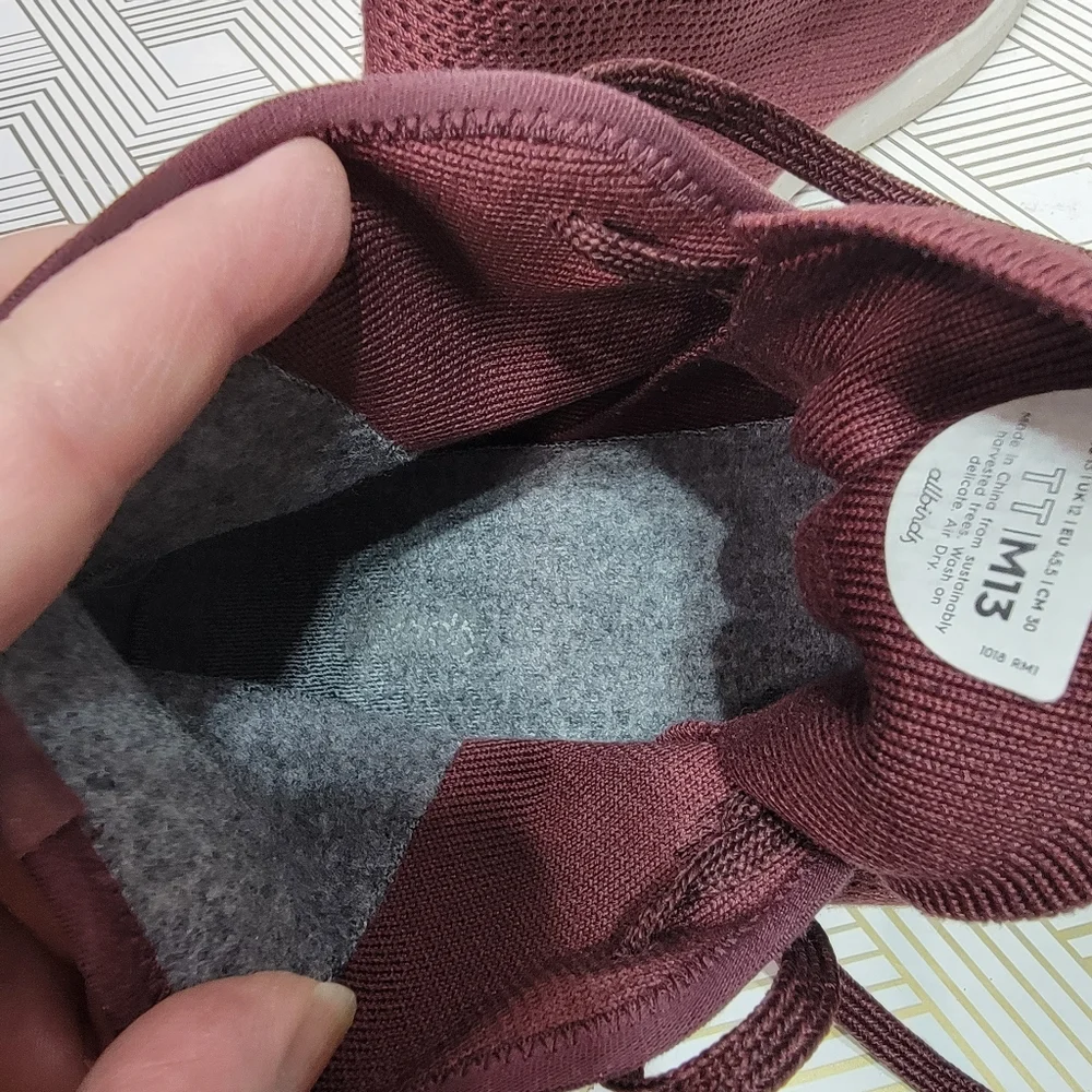 Allbirds - Hi Top Tree Toppers Burgundy Wool Shoes - Men's Size 13 Lace-up. - Picture 7 of 8